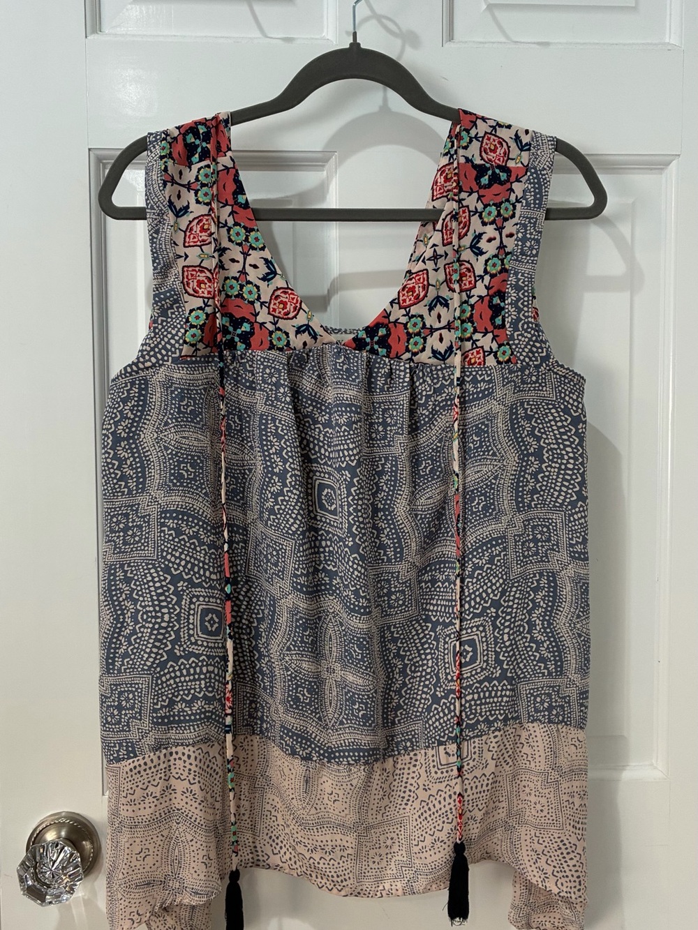 Knox Rose Sleeveless Boho Tank Top Blouse, XL